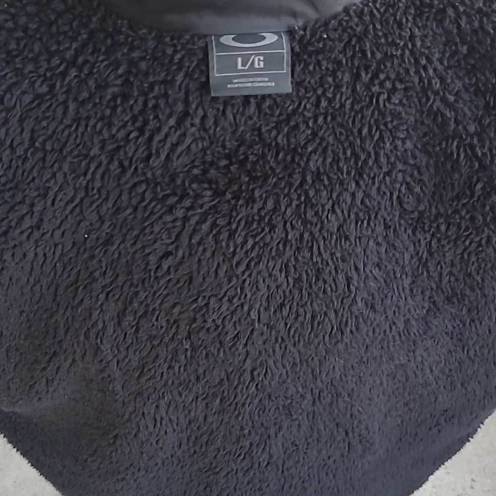 OAKLEY Solid‎ Black Sherpa Pile Lining Large Mens Hooded Full Zip Jacket